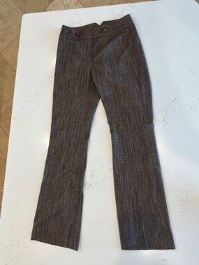 Eccoci Brown Pinstripe Dress Pants Y2K Tailored Bootcut Trouser Size 2